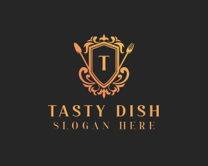 Restaurant Cutlery Shield logo design