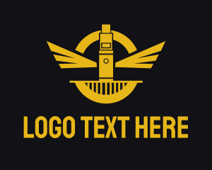 Vape - Gold Vape Pen Wing logo design