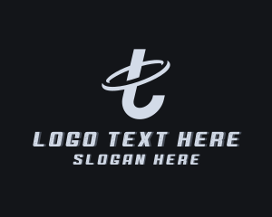 Space - Orbit Swoosh Telecom Letter T logo design