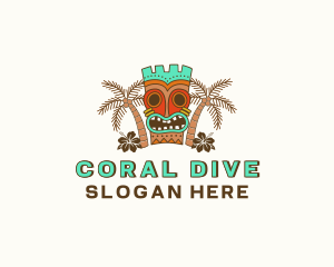 Snorkeling - Tropical Tiki Statue logo design