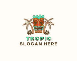 Tropical Tiki Statue logo design