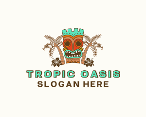 Tropical Tiki Statue logo design