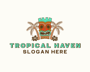 Tropical Tiki Statue logo design