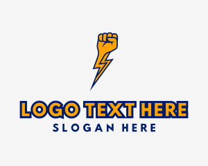 Lightning - Electric Bolt Fist logo design