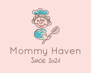 Mother Cooking Monoline logo design