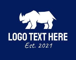 Rhino - White Rhino Silhouette logo design