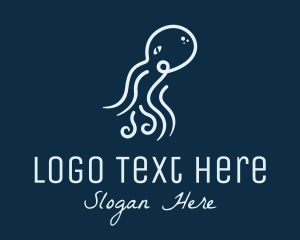 Squid - Blue Ocean Octopus logo design