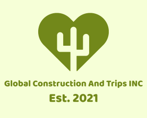Green - Nature Cactus Heart logo design