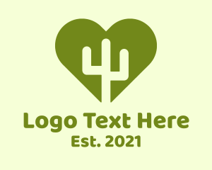 Online Relationship - Nature Cactus Heart logo design