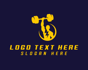 Lightning - Muscle Fitness Barbell Gym logo design
