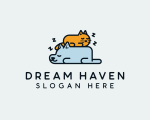 Sleeping - Sleeping Dog Cat logo design