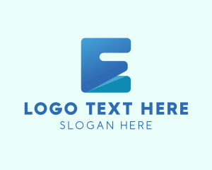 Tech - Blue Letter E Block logo design
