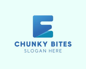 Chunky - Blue Letter E Block logo design