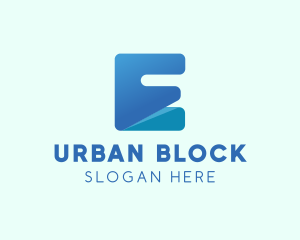 Block - Blue Letter E Block logo design