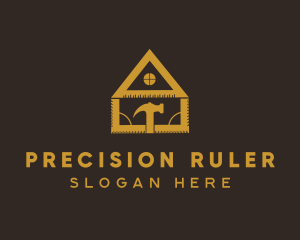 Hammer Ruler Construction House logo design