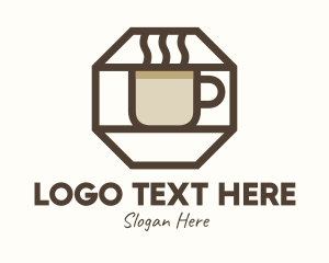 Cafe - Brown Hexagon Coffee Cup logo design