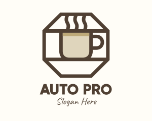 Brown Hexagon Coffee Cup Logo