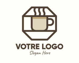 Brown Hexagon Coffee Cup Logo