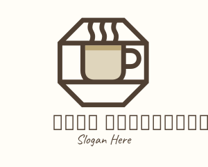 Cappuccino - Brown Hexagon Coffee Cup logo design