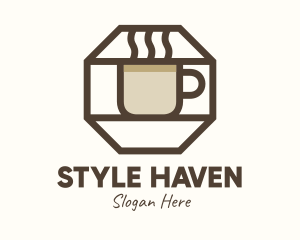 Brewed  Coffee - Brown Hexagon Coffee Cup logo design