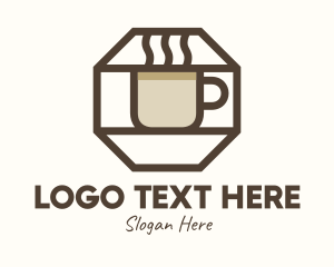 Coffe Shop - Brown Hexagon Coffee Cup logo design
