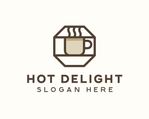 Brown Hexagon Coffee Cup logo design