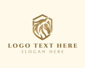 Equestrian - Mustang Horse Shield logo design