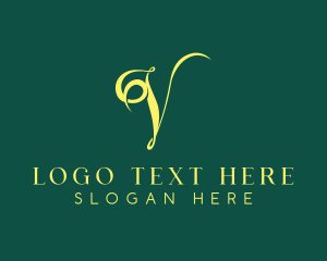 Green And Gold - Elegant V Lettermark logo design