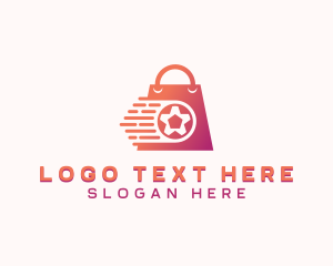 Online Shop - Football Shopping Bag logo design