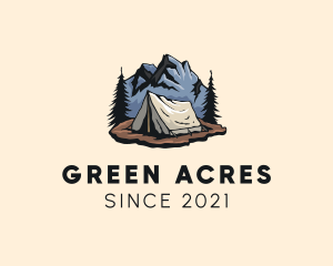 Land - Forest Mountain Camping Tent logo design