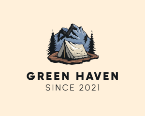 Forest - Forest Mountain Camping Tent logo design
