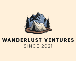 Traveller - Forest Mountain Camping Tent logo design
