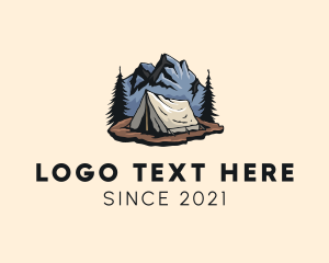 Camp - Forest Mountain Camping Tent logo design