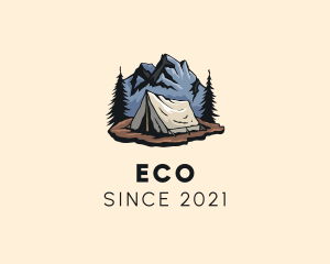 Forest Mountain Camping Tent logo design