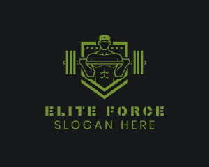 Army - Army Barbell Fitness logo design