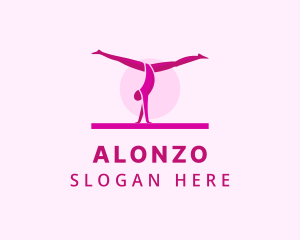 Pink Gymnast Balance logo design