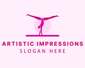 Exhibition - Pink Gymnast Balance logo design