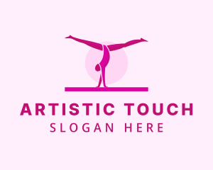 Pink Gymnast Balance logo design