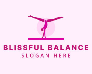 Pink Gymnast Balance logo design