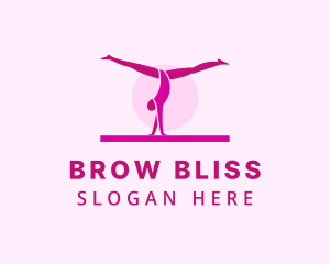 Pink Gymnast Balance logo design