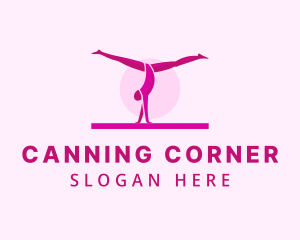 Pink Gymnast Balance logo design