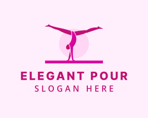 Pink Gymnast Balance logo design