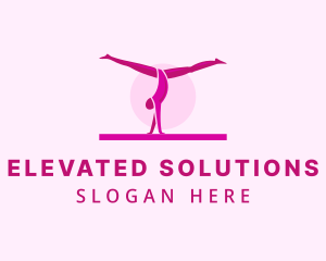 Pink Gymnast Balance logo design