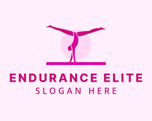 Pink Gymnast Balance logo design