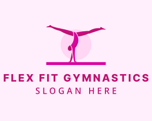 Pink Gymnast Balance logo design