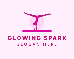 Pink Gymnast Balance logo design