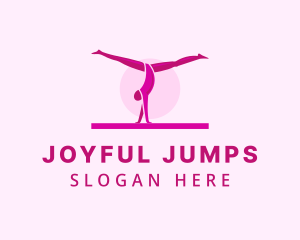 Pink Gymnast Balance logo design