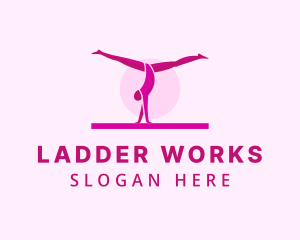 Pink Gymnast Balance logo design