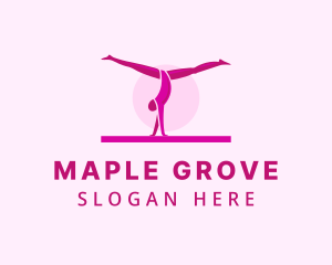 Pink Gymnast Balance logo design