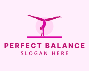 Pink Gymnast Balance logo design